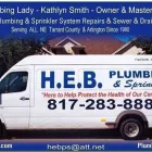 Business 2 image HEB PLUMBING & SPRINKLER - KATHLYN SMITH Plumbers in Bedford TX